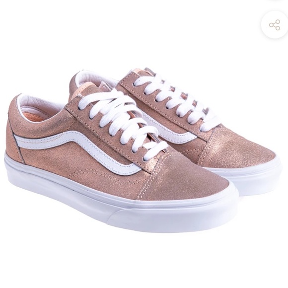 rose gold and grey vans
